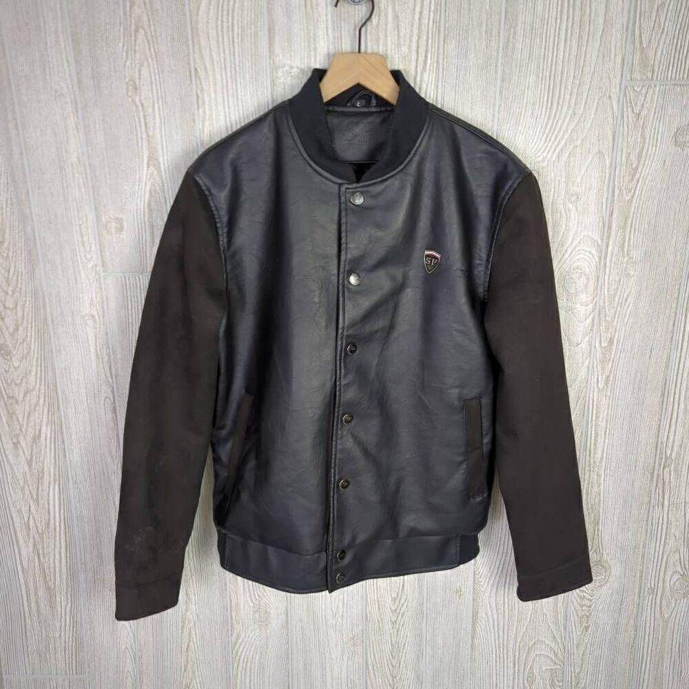Superlative Fashion SF Italian Partial Leather Bomber Jacket Streetwear Men’s L
